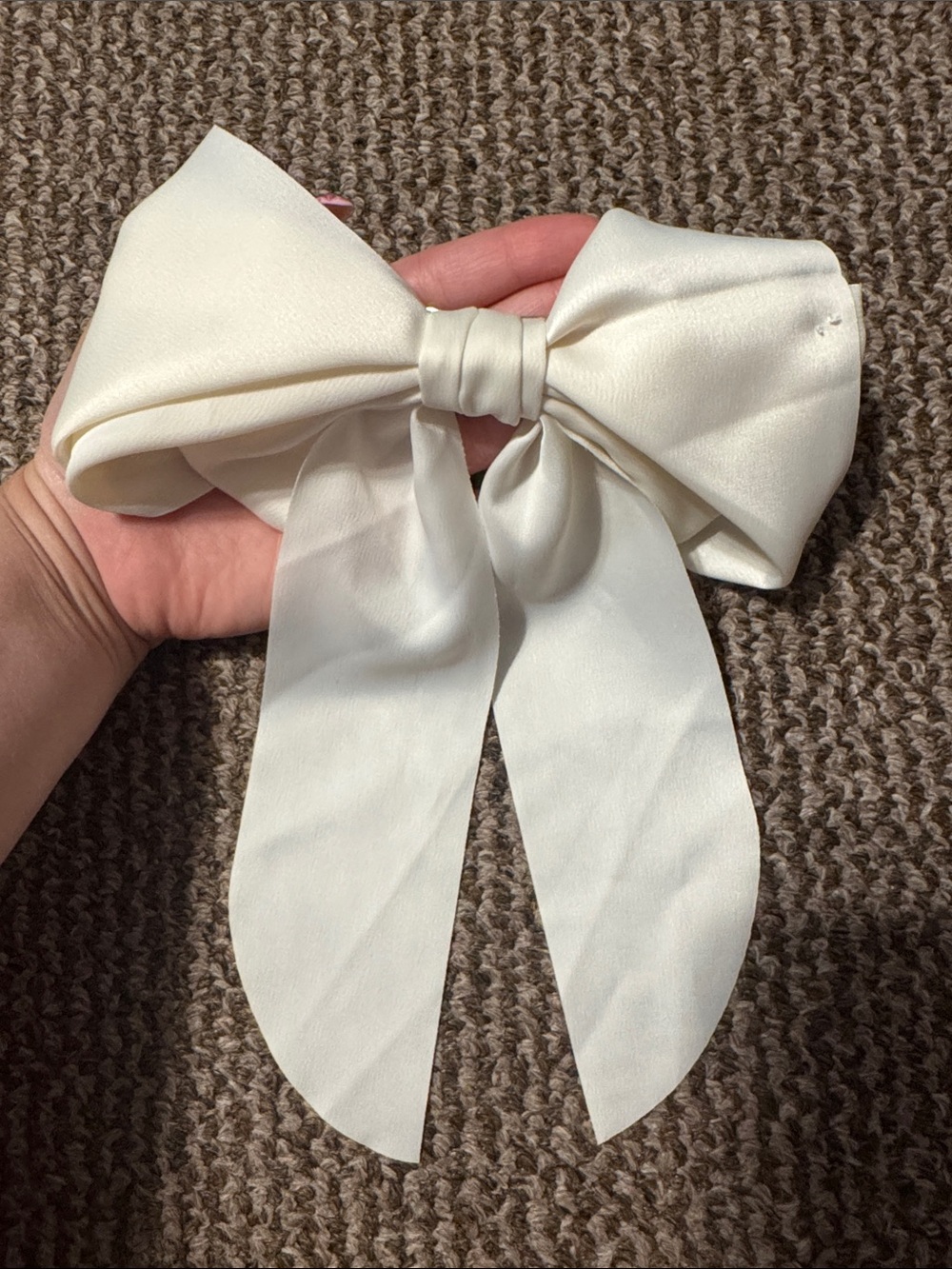 Ivory Satin Bow Hair Clip